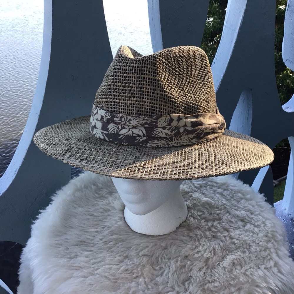 Original Panama Jack Sea Grass Marina Fedora 3-Pleat Ribbon Sun Hat